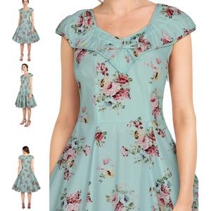 Teal floral pinup dress